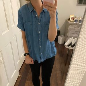 Short Sleeve Button Down Denim Shirt